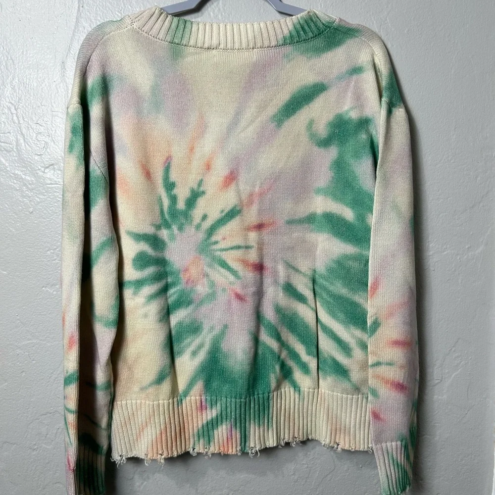 Men's PROFOUND Tie-Dye Green Cardigan Sweater